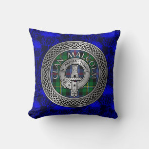 Clan Malcolm Crest & Tartan Knot Cushion