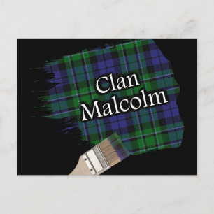 Clan Malcolm Scottish Tartan Paint Brush Postcard
