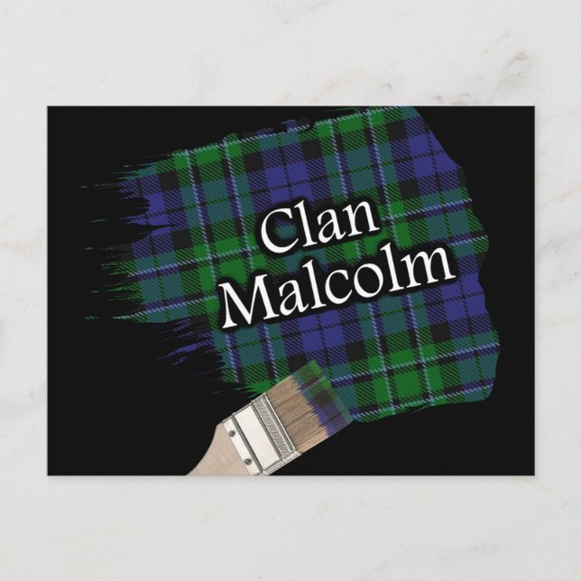Clan Malcolm Scottish Tartan Paint Brush Postcard (Front)
