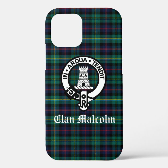 Clan Malcolm Tartan and Crest Case-Mate iPhone Case (Back)