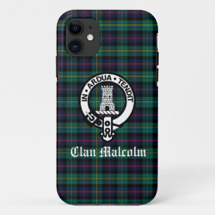Clan Malcolm Tartan and Crest iPhone 11 Case