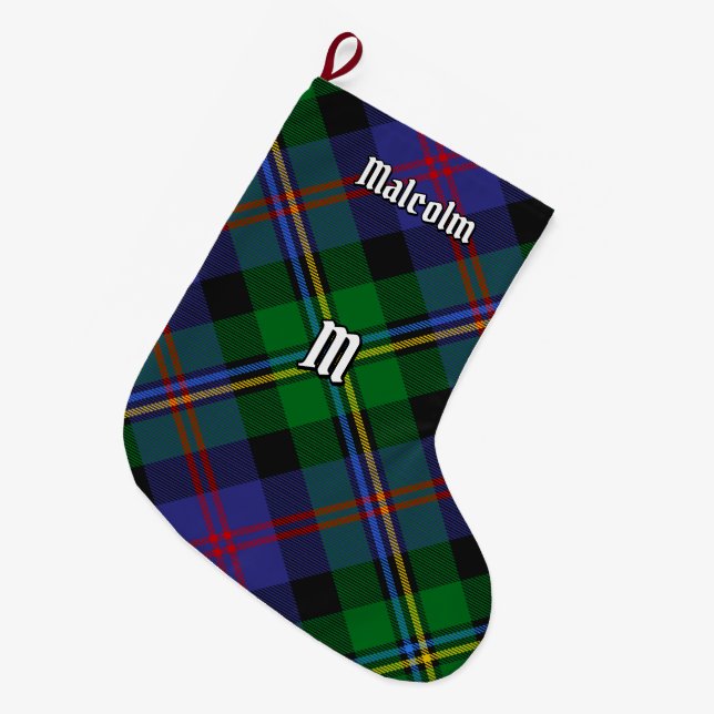 Clan Malcolm Tartan Large Christmas Stocking (Front (Hanging))
