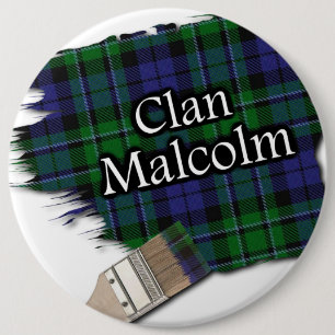 Clan Malcolm Tartan Paint Brush 6 Cm Round Badge