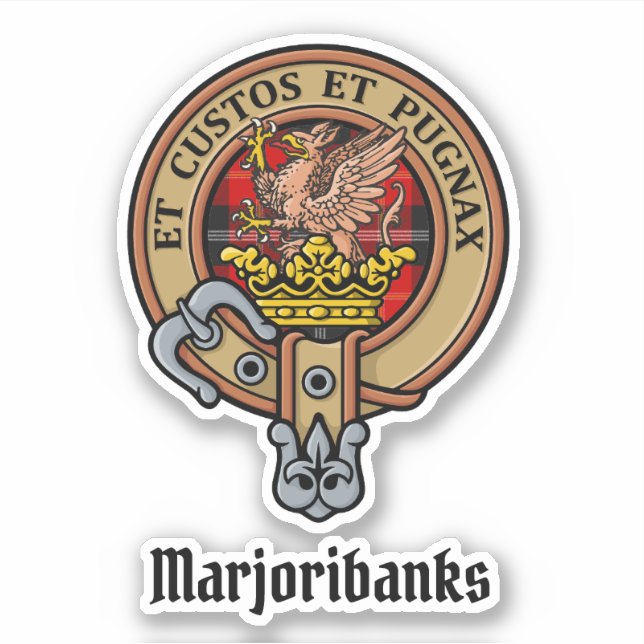 Clan Marjoribanks Crest over Tartan (Front)