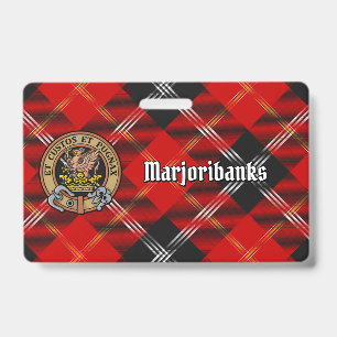 Clan Marjoribanks Crest over Tartan ID Badge