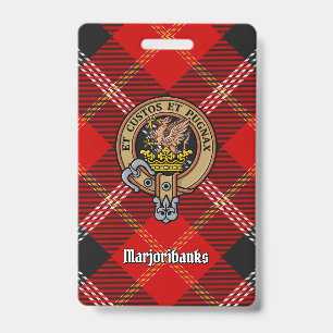 Clan Marjoribanks Crest over Tartan ID Badge
