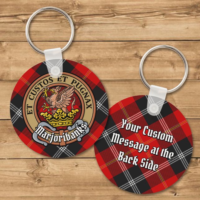 Clan Marjoribanks Crest over Tartan Key Ring (Creator Uploaded)