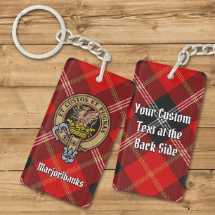 Clan Marjoribanks Crest over Tartan Key Ring