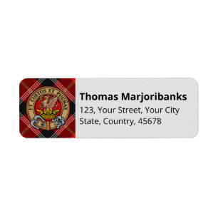 Clan Marjoribanks Crest over Tartan Return Address Label