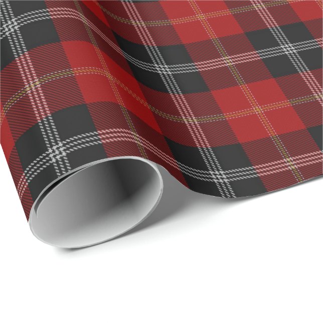 Clan Marjoribanks Scottish Red Black White Tartan Wrapping Paper (Roll Corner)