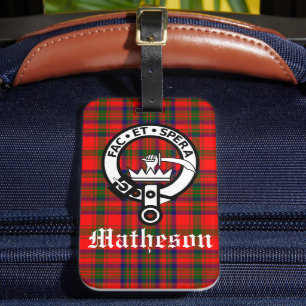 Clan Matheson Crest Badge and Tartan  Luggage Tag