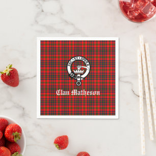 Clan Matheson Crest Badge and Tartan   Napkin