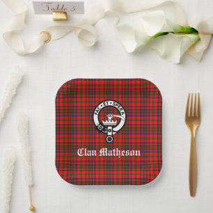 Clan Matheson Crest Badge and Tartan  Paper Plate