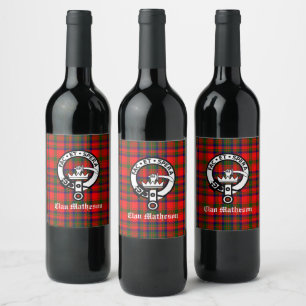 Clan Matheson Crest Badge and Tartan  Wine Label
