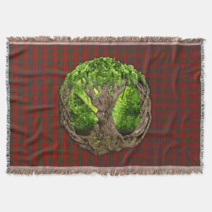 Clan Matheson Tartan And Celtic Tree Of Life Throw Blanket
