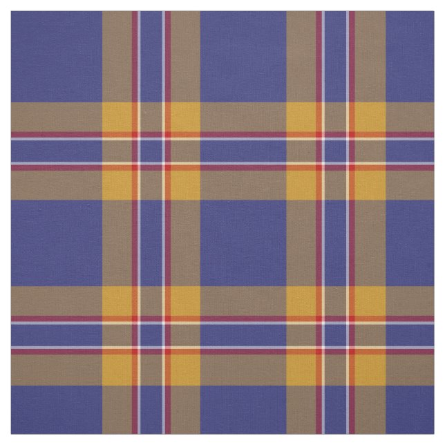 Clan McCann Tartan Blue and Gold Plaid Fabric (Swatch)