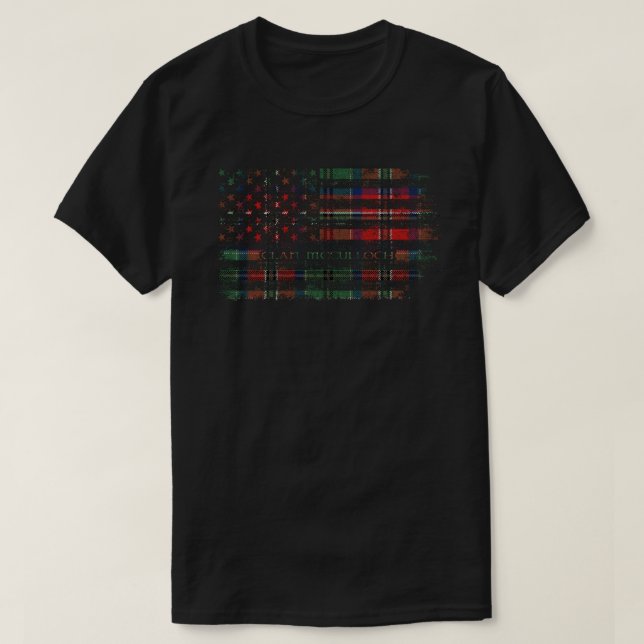 Clan McCulloch Scottish tartan US flag kilt Scotla T-Shirt (Design Front)