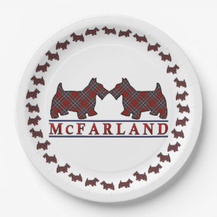 Clan McFarland MacFarlane Tartan Scottie Dogs Paper Plate