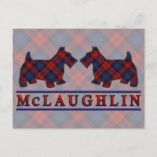 Clan McLaughlin MacLachlan Tartan Scottie Dogs Postcard