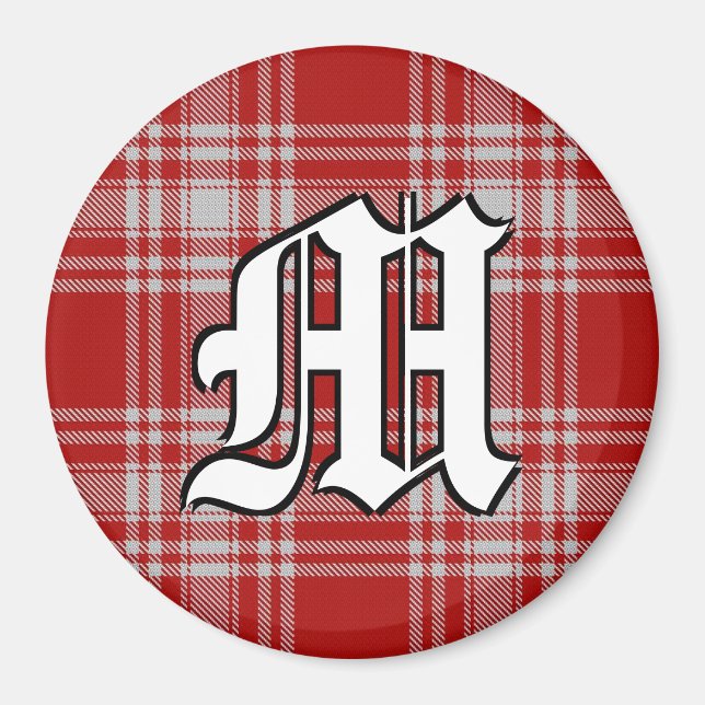 Clan Menzies Red and White Tartan Plaid Accents Magnet (Front)