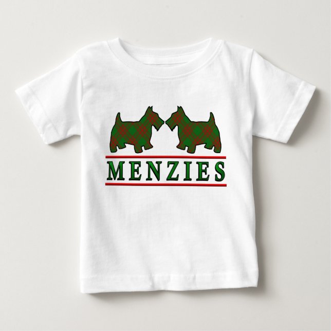 Clan Menzies Scottie Dogs Scottish Clan Tartan Baby T-Shirt (Front)