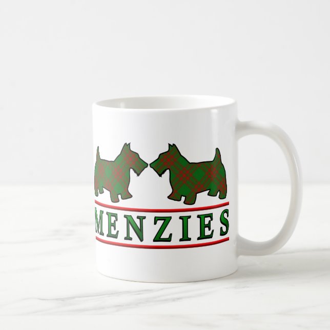 Clan Menzies Tartan Scottish Scottie Dogs Coffee Mug (Right)