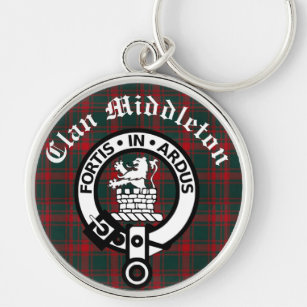Clan Middleton Crest Badge and Tartan   Key Ring