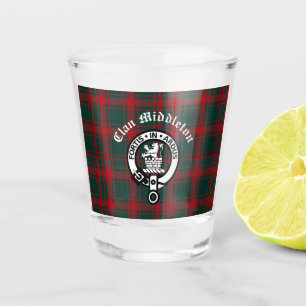 Clan Middleton Crest Badge and Tartan Shot Glass