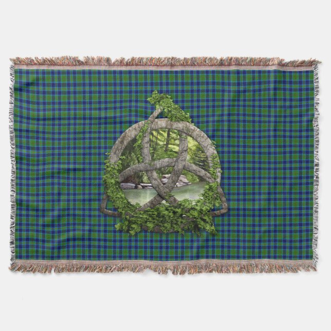 Clan Miller Tartan Celtic Trinity Throw Blanket (Front)