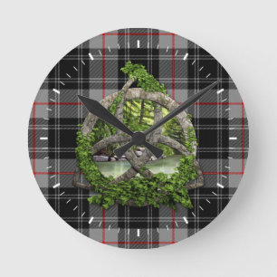 Clan Moffat Tartan Celtic Trinity Round Clock