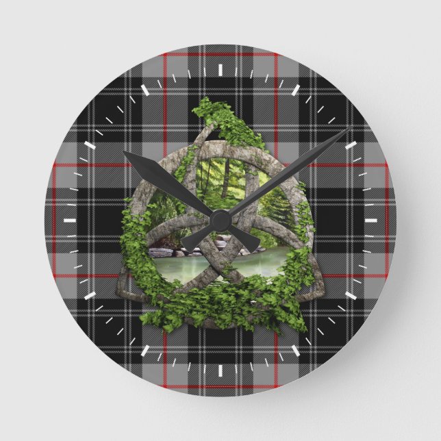 Clan Moffat Tartan Celtic Trinity Round Clock (Front)