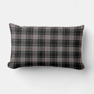 Clan Moffat Tartan Grey and Black Plaid Lumbar Cushion