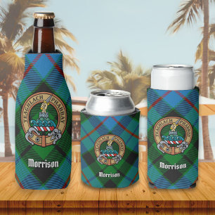 Clan Morrison Crest over Hunting Tartan Bottle Cooler
