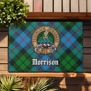 Clan Morrison Crest over Hunting Tartan Doormat