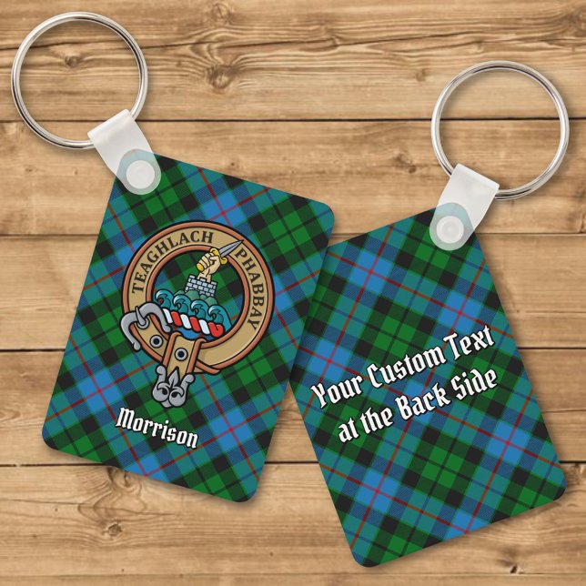 Clan Morrison Crest over Hunting Tartan Keychain (Creator Uploaded)