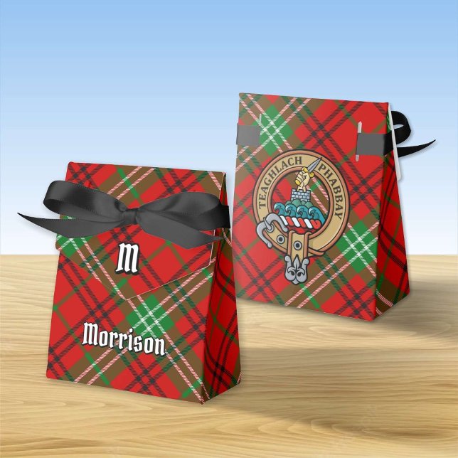 Clan Morrison Crest over Red Tartan Favour Box (Creator Uploaded)