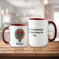 Clan Morrison Crest over Red Tartan Mug
