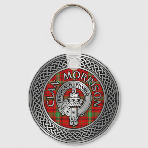 Clan Morrison Crest & Tartan Knot Keychain