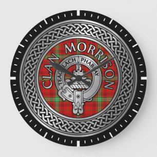 Clan Morrison Crest & Tartan Knot Large Clock