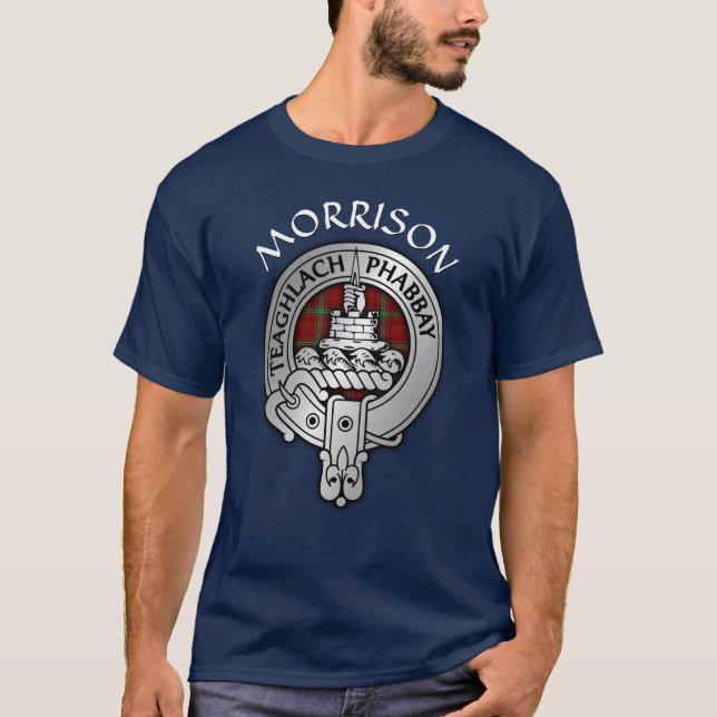 Clan Morrison Crest & Tartan T-Shirt (Front)