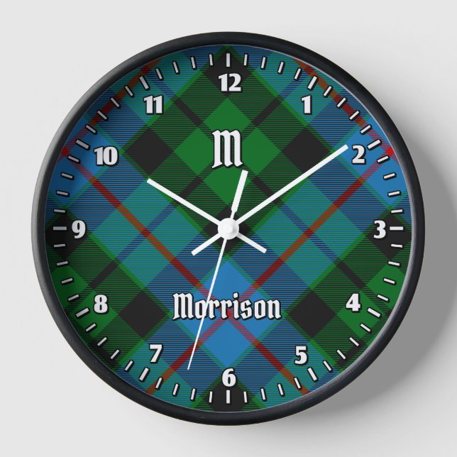 Clan Morrison Hunting Tartan Large Clock (Front)
