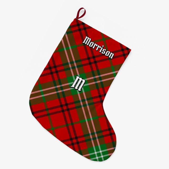 Clan Morrison Red Tartan Christmas Stocking (Front (Hanging))