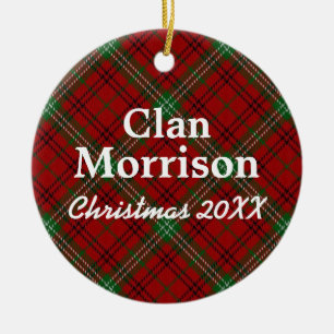 Clan Morrison Scottish Tartan Ceramic Tree Decoration