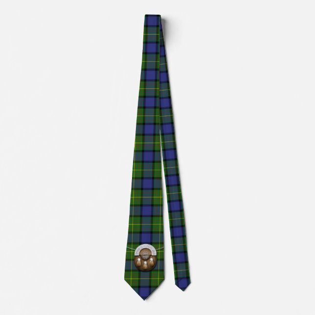 Clan Muir Tartan And Sporran Tie (Front)