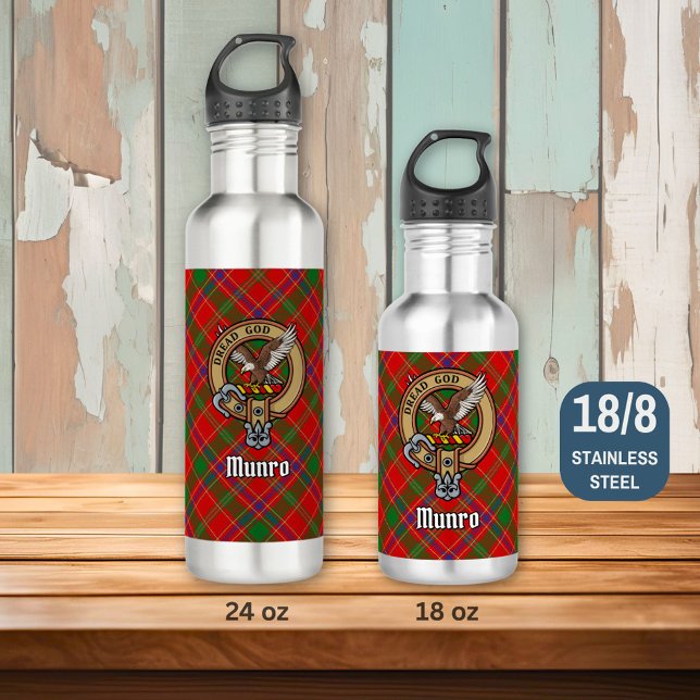 Clan Munro Crest over Tartan 710 Ml Water Bottle (Creator Uploaded)