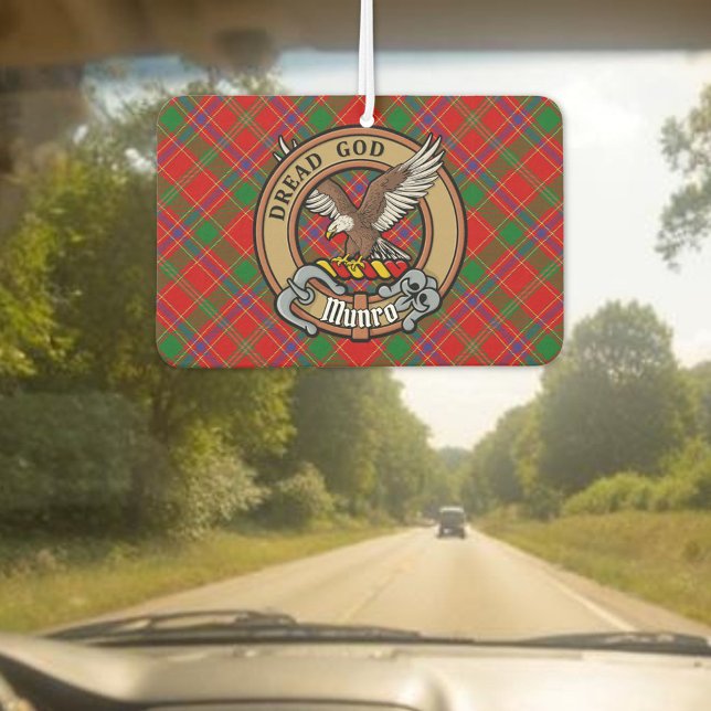 Clan Munro Crest over Tartan Car Air Freshener (Creator Uploaded)