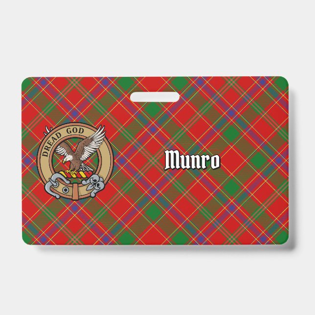 Clan Munro Crest over Tartan ID Badge (Front)