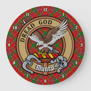 Clan Munro Crest over Tartan Large Clock