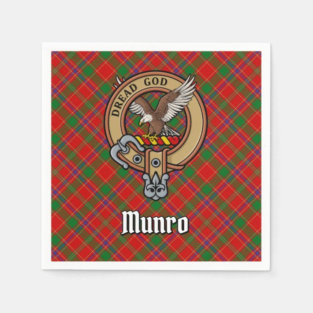 Clan Munro Crest over Tartan Napkin (Front)