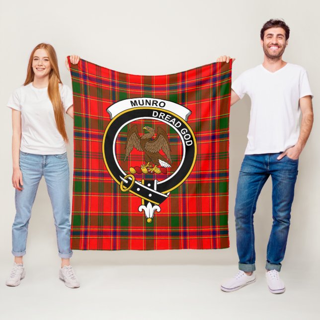 Clan Munro Modern Tartan Plaid Fleece Blanket (In Situ)